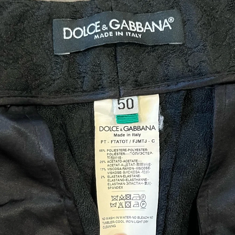 Dolce & Gabbana Black Floral Brocade Slim Dress Pants